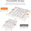 Lifewit Silverware Drawer Organizer, Expandable Utensil Tray for Kitchen, BPA Free Flatware and Cutlery Holder, Adjustable Plastic Storage for Spoons Forks Knives, 13-22 x 15″, Black(White)