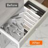 Lifewit Silverware Drawer Organizer, Expandable Utensil Tray for Kitchen, BPA Free Flatware and Cutlery Holder, Adjustable Plastic Storage for Spoons Forks Knives, 13-22 x 15″, Black(White&black)