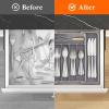 Lifewit Silverware Drawer Organizer, Expandable Utensil Tray for Kitchen, BPA Free Flatware and Cutlery Holder, Adjustable Plastic Storage for Spoons Forks Knives, 13-22 x 15″, Black(Gray)
