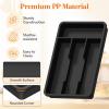 Lifewit Silverware Drawer Organizer Tray, Plastic Cutlery Storage for Kitchen, Flatware and Utensil Holder Divider for Spoons Forks Knives Tableware, 12.3 x 16, 7 Slots, Black(Black)
