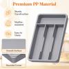 Lifewit Silverware Drawer Organizer Tray, Plastic Cutlery Storage for Kitchen, Flatware and Utensil Holder Divider for Spoons Forks Knives Tableware, 12.3 x 16, 7 Slots, Black(Gray)