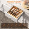 Lifewit Silverware Drawer Organizer, Utensil Tray for Kitchen, Flatware and Cutlery Holder, Storage for Spoons Forks Knives, 33 x 42cm, Natural(12.4”W x 11.7”D)