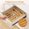 Lifewit Silverware Drawer Organizer, Utensil Tray for Kitchen, Flatware and Cutlery Holder, Storage for Spoons Forks Knives, 33 x 42cm, Natural(12.9”W x 16.5”D)