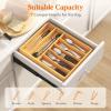 Lifewit Silverware Drawer Organizer, Utensil Tray for Kitchen, Flatware and Cutlery Holder, Storage for Spoons Forks Knives, 33 x 42cm, Natural(12.9”W x 16.5”D)