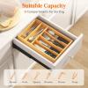 Lifewit Silverware Drawer Organizer, Utensil Tray for Kitchen, Flatware and Cutlery Holder, Storage for Spoons Forks Knives, 33 x 42cm, Natural(9.9”W x 15.5”D)