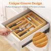 Lifewit Silverware Drawer Organizer, Utensil Tray for Kitchen, Flatware and Cutlery Holder, Storage for Spoons Forks Knives, 33 x 42cm, Natural(9.9”W x 15.5”D)