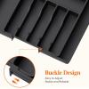 Lifewit Silverware Drawer Organizer and Utensil Organizer Set, Expandable Cooking Cutlery Tray for Kitchen, Adjustable Plastic Flatware Holder Storage Divider for Spoons Forks Knives, Large, Black(Black)