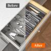 Lifewit Silverware Drawer Organizer and Utensil Organizer Set, Expandable Cooking Cutlery Tray for Kitchen, Adjustable Plastic Flatware Holder Storage Divider for Spoons Forks Knives, Large, Black(Gray)