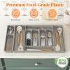 Lifewit Silverware Organizer, Plastic Kitchen Utensil Drawer Tray, Cutlery Flatware Storage Holder for Spoons Forks Knives, 20 x 16″/ 52 x 42cm, 8 Compartment, Gray(28.2 x 16.5 x 2 IN)