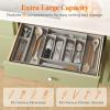 Lifewit Silverware Organizer, Plastic Kitchen Utensil Drawer Tray, Cutlery Flatware Storage Holder for Spoons Forks Knives, 20 x 16″/ 52 x 42cm, 8 Compartment, Gray(28.2 x 16.5 x 2 IN)