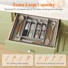 Lifewit Silverware Organizer, Plastic Kitchen Utensil Drawer Tray, Cutlery Flatware Storage Holder for Spoons Forks Knives, 20 x 16″/ 52 x 42cm, 8 Compartment, Gray(20.3 x 16.5 x 2 IN)