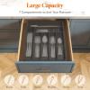 Lifewit Silverware Organizer with Lid, Covered Utensil Tray for Kitchen Drawer and Countertop, Plastic Cutlery and Flatware Storage Box for Spoons Forks Knives Holder Case, 23 x 32 cm, Gray(Black)