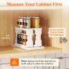 Lifewit Spice Rack Organizer for Cabinet, Slide & Rotate Spice Organizer, Double 3-tier Adjustable Shelves with Fence & Non-Skid Pad, Seasoning Medicine Organization, 9.2″ H x 6.1″ W x 11.4″ D, White
