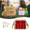Lifewit Tactical Lunch Box for Men, Insulated Lunch Bag, 9L 12Can, Black(Brown)