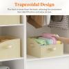 Lifewit Trapezoid Closet Storage Bins for Shelf, 6 Packs Non-woven Closet Organizer Baskets with Handles, Foldable Clothes Containers Boxes for Clothing, Book, Purse, 23L, Extra Large, Light Gray(Beige)