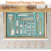 Lifewit Utensil Organizer for Kitchen Drawer, Expandable Cooking Silverware Tray, Adjustable Cutlery Flatware Holder, Plastic Spatula Tools Storage Divider, 13-22.4 x 15, Black(Turquoise)