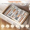 Lifewit Utensil Organizer for Kitchen Drawer, Expandable Cooking Utensil Tray, Bamboo Cutlery Silverware Flatware Holder, Adjustable Spatula Tools Storage Divider, 33 -56x38cm, Natural and Black(White)