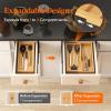 Lifewit Utensil Organizer for Kitchen Drawer, Expandable Cooking Utensil Tray, Bamboo Cutlery Silverware Flatware Holder, Adjustable Spatula Tools Storage Divider, 33 -56x38cm, Natural and Black(Natural)