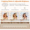 Lifewit Vanity with Mirror and Bulbs Lights, Adjustable Color/Brightness, 2 Power Outlets/ 2 USB Ports, White Makeup Desk with Storage Stool, 8 Open Shelves, 2 Drawers, 68lbs Weight, Bottom Shelf(Bulbs Light Mirror)