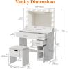 Lifewit Vanity with Mirror and Bulbs Lights, Dressing Table with Large Drawer, 3 Level Storage Dresser & 3 Lighting Modes Adjustable Brightness, Suitable for Bedroom, 76lbs Weight(Bulbs Light Mirror)
