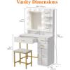 Lifewit Vanity with Mirror and Light,2 Power Outlets and 2 USB Ports, Adjustable Color/Brightness, Makeup Desk with 4 Drawers and Stool for Bedroom, Bathroom, Makeup Room, 74lbs Weight, White