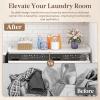 Lifewit Washer Dryer Countertop, Melamine Covers with Edge Rails for The Top, Laundry Room Storage and Organization, Spice Type, Hold 200lbs, Black, 54″ x 27.5″(White)