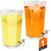 Lifewit 1 Gallon Plastic Drink Dispenser for Parties, Clear Beverage Container for Juice/Tea/Soda, Drink Pitcher with Leakproof Spigot, BPA Free Lemonade Stand Supplies(2)