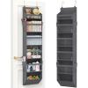 Lifewit 1 Pack Over the Door Organizer, Clear Window Hanging Storage with 4 Mesh Side Pockets, Anti Tilt 40 lbs Load Behind Door for Pantry, Nursery, Bathroom, Bedroom, Dorm, 5 Section, Gray(Grey)