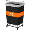 Lifewit 165L Laundry Basket with Wheels, Large Heavy Duty Commercial Rolling Laundry Hamper with Handles, Tall Steel Frame Laundry Cart for Laundry Room Bedroom Hotel Home Dorm, White(Black)