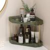 Lifewit 2-Tier Corner Bathroom Counter Organizer, Plastic Makeup Skincare Organizers Storage Countertop, Large Sink Cosmetic Perfume Shelf for Bedroom, Dresser, Kitchen, Vanity, Clear(Green)