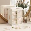 Lifewit 360° Rotating Jewelry Box, Top Magnetic Box wth Mirror, 2 Sides Plus 2 Large Drawers, Jewelry Organizer and Storage Case for Ring Necklace Earring Bracelet, Gift Idea, Creamy White(Creamy White)