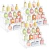Lifewit 4 Tier Clear Display Riser Stand with Decorative Secure Fences, Tool-free Assembly, Plastic 12 Inch Perfume Organizer, Display for Figures, Cupcake, Dessert, 1-pack(Transparent)