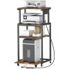 Lifewit 4 Tier Printer Stand with 3 Power Outlets, Wheels and Adjustable Storage Shelf for Home Office, Rolling Printer Cart for Shredder, Scanner, Fax, Hold 340lbs, Rustic Brown(Rustic Brown)