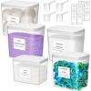 Lifewit 5+1 Laundry Pods Container & Dryer Sheet Holder, Large Powder Detergent Dispenser Storage Jars, Laundry Room Containers for Scent Booster Beads with Pop up Lids, Labels and Scoop(5)