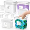 Lifewit 5+1 Laundry Pods Container & Dryer Sheet Holder, Large Powder Detergent Dispenser Storage Jars, Laundry Room Containers for Scent Booster Beads with Pop up Lids, Labels and Scoop(4)