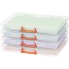 Lifewit 6 Pcs Plastic Multi-Purpose Storage Box with Handle, Labels, 6 Zipper Pouches, Translucent A4, 8.5 x 11 Letter Size Paper Storage, Storage Containers for Projects, Craft, File, Art Supplies(4)