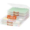 Lifewit 6 Pcs Plastic Multi-Purpose Storage Box with Handle, Labels, 6 Zipper Pouches, Translucent A4, 8.5 x 11 Letter Size Paper Storage, Storage Containers for Projects, Craft, File, Art Supplies(6)