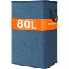 Lifewit 80L Large Tall Laundry Hamper, Collapsible Laundry Basket with Handles, Foldable Clothes Hampers for Laundry, Portable Dirty Clothes Hamper for Dorm College Bedroom Bathroom, Light Gray(Dark Blue)