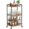 Lifewit Bar Cart for The Home, 3 Tier Rolling Wine Cart, Drink Serving Cart with Lockable Wheels, Mini Liquor Utility Cart for Dining Living Room, 43 x 30 x 81.5 cm/17x 11.8 x 32.1 inch, Gold(Black)
