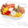 Lifewit Chilled Serving Tray for Parties, 15” Divided Shrimp Cocktail Serving Dish with Lid, Plastic Taco Bar Platter, Ice Serving Bowl for Veggie, Fruit, Salad, Mimosa Bar Supplies in Party/Buffet(1)