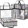 Lifewit DVD Storage Bags, Clear PVC Plastic DVD Organizer with Handles and Zipper, Media Holder for Blu Ray Disc, Movie Cases, VHS Box, Video Game Disks, Albums, Books, Holds 270 DVDs (90 Each) 3 Pack(2)