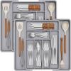 Lifewit Expandable Silverware Drawer Organizer, Adjustable Utensil Cutlery Tray for kitchen, Plastic Flatware Spoon Fork Knives Holder Storage Divider, 2 Pack, Gray(Gray)