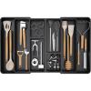 Lifewit Expandable Utensil Organizer for Kitchen Drawer, Adjustable Cooking Silverware Tray, Plastic Cutlery Flatware Holder, Spatula Tools Gadgets Storage Divider, 21-36 x 16, Bamboo, Natural(Black)