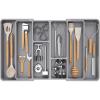Lifewit Expandable Utensil Organizer for Kitchen Drawer, Adjustable Cooking Silverware Tray, Plastic Cutlery Flatware Holder, Spatula Tools Gadgets Storage Divider, 21-36 x 16, Bamboo, Natural(Gray)