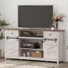 Lifewit Farmhouse TV Stand for up to 65″ TV, Entertainment Center with Ajustable Shelves, Sliding Barn Door and Open Storage Spaces, TV Console for Living Room, Bedroom, Hold 300lbs, Rustic White(Up to 75″ TV)