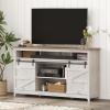 Lifewit Farmhouse TV Stand for up to 65″ TV, Entertainment Center with Ajustable Shelves, Sliding Barn Door and Open Storage Spaces, TV Console for Living Room, Bedroom, Hold 300lbs, Rustic White(Up to 65″ TV)
