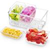 Lifewit Ice Chilled Condiment Caddy with 3 Containers(2.5 cup), Condiment Server with Separate Lids, Serving Tray Platter with Removable Dishes for Bar Accessories, Fruit, Salad, Taco, Party Garnish