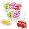 Lifewit Ice Chilled Condiment Caddy with 4 Containers(2.5 cup), Condiment Server with Separate Lids, Serving Tray Platter with Removable Dishes for Bar Accessories, Fruit, Salad, Taco, Party Garnish(without Accessories)