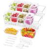 Lifewit Ice Chilled Condiment Caddy with 4 Containers(2.5 cup), Condiment Server with Separate Lids, Serving Tray Platter with Removable Dishes for Bar Accessories, Fruit, Salad, Taco, Party Garnish(with Accessories)