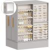Lifewit Jewelry Box 360° Rotating, Large Adjustable Angle Mirror, Jewelry Storage Case with 6 Drawers, Open Design, Jewelry Organizer for Ring Necklace Earring Bracelet, Great Gift, Creamy White(Light Gray)